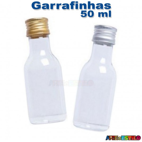 50 Garrafinhas pvc 50 ml com tampa de Metal - Só R$0,49